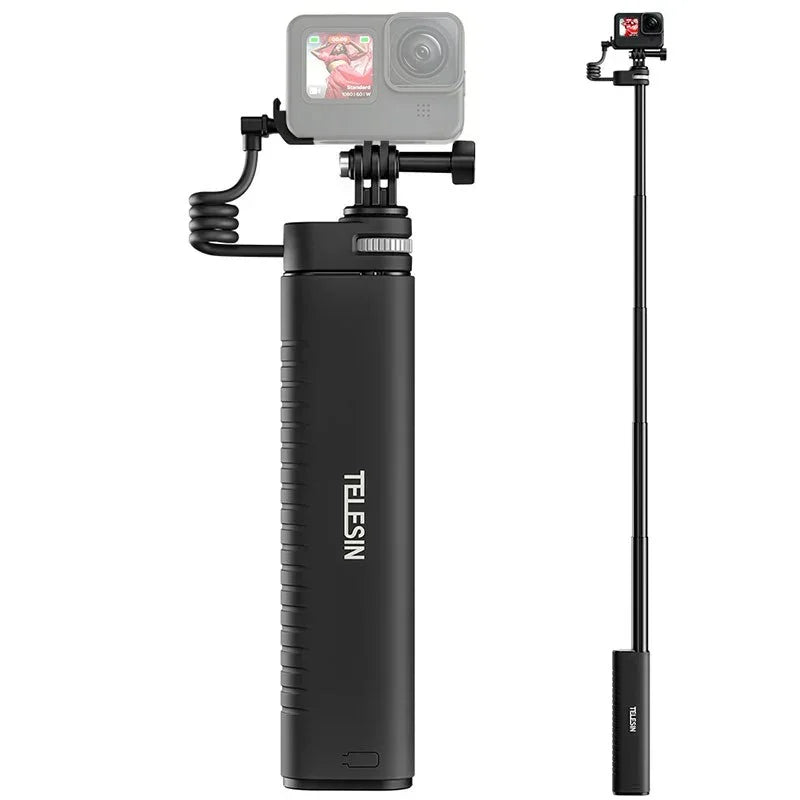 Telesin Selfiepinne med 10000mAh Power Bank, USB- C, QC / PD 18W, 216-900mm - Kit