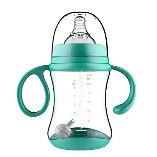 Baby Feeding Supplies Cup Silicone Feeding Bottle With Two Handles And Straw