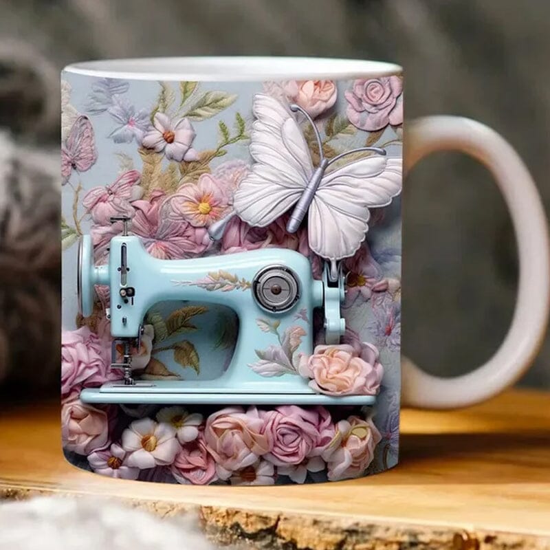 3D mugg för syälskaren - Mugg med symaskin
