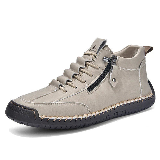 Men's Casual Retro Side Zipper Leather Shoes