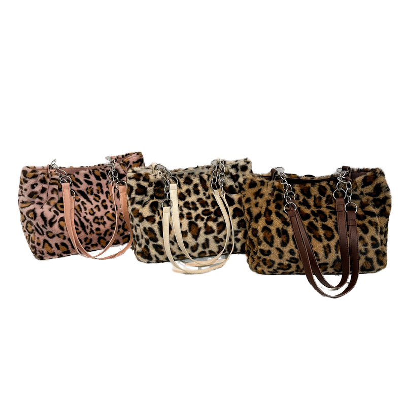 Leopardmönstrad tote handväska med axelrem