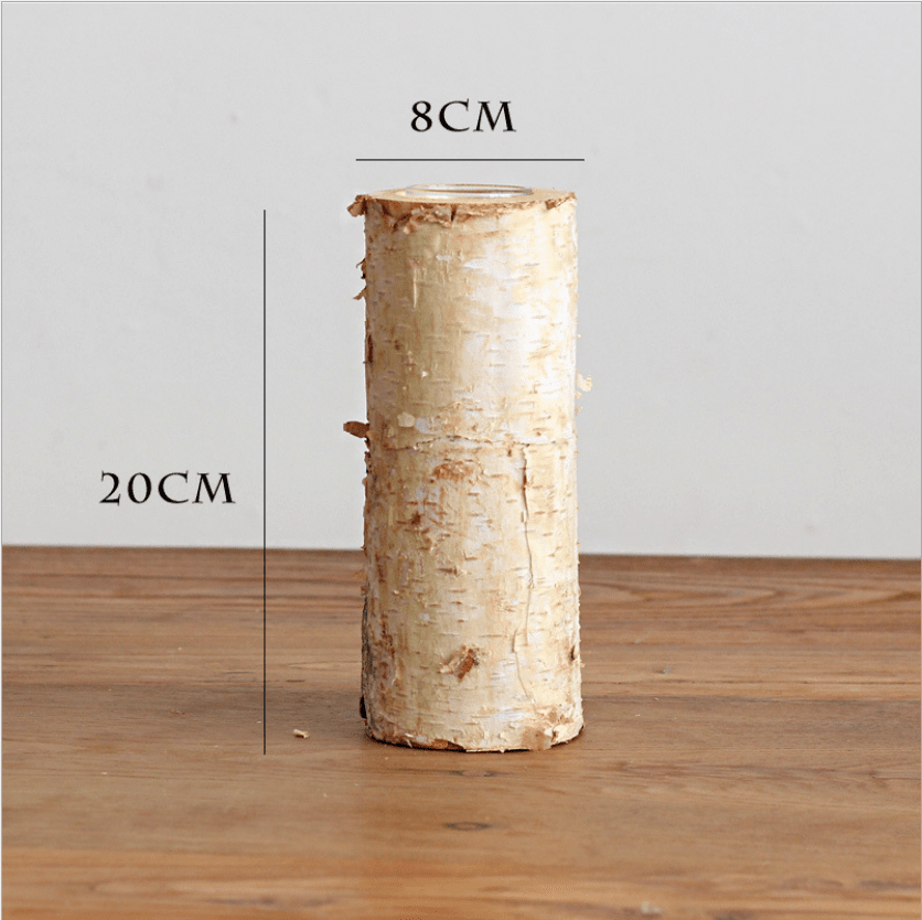 Trästubbe Ljusstake – Rustik Dekoration i Björk med Ljusglas