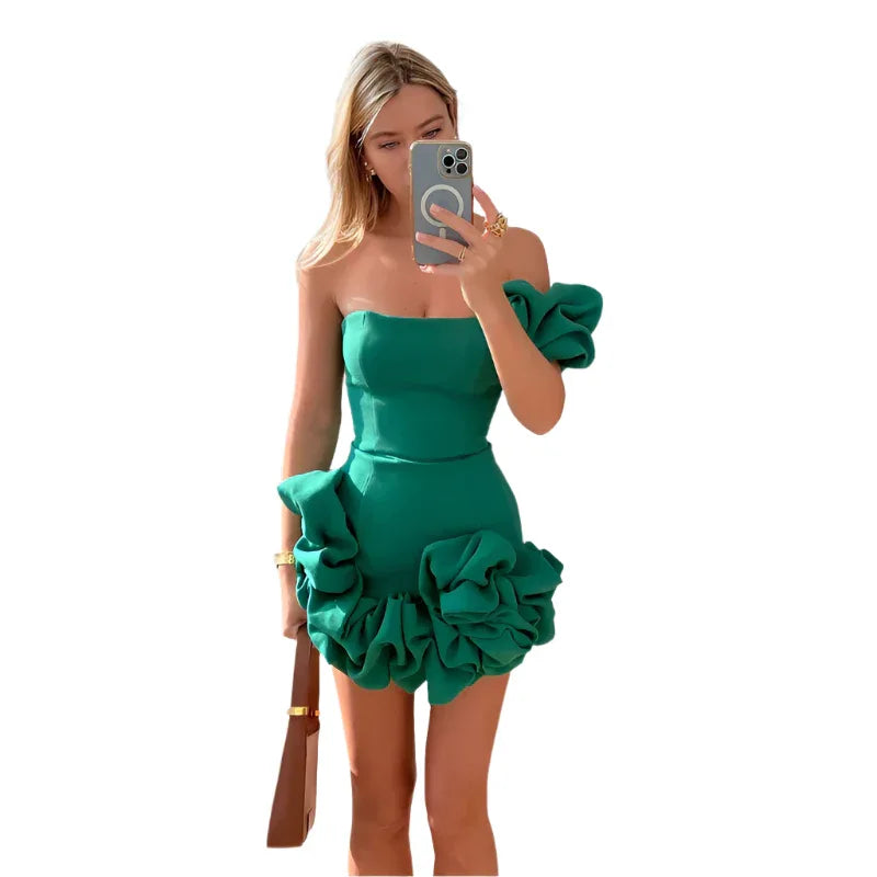 Fashionable One-Shoulder Women's Slim Fit Dress