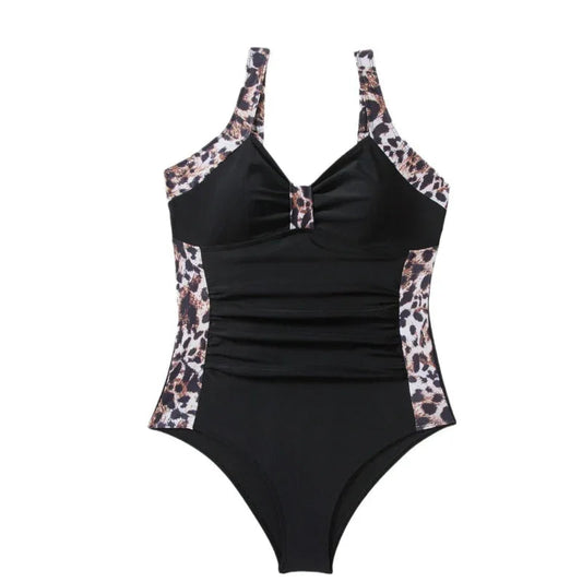 Women's Fashion One-Piece Swimsuit Leopard Print Contrast Color