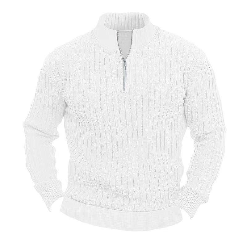 Leisure Pullover Solid Color Stand Collar Long Sleeve Men's Sweaters