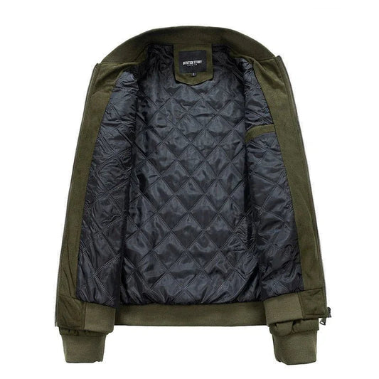 Men's Polyester Stand Collar Double Zipper Jacket