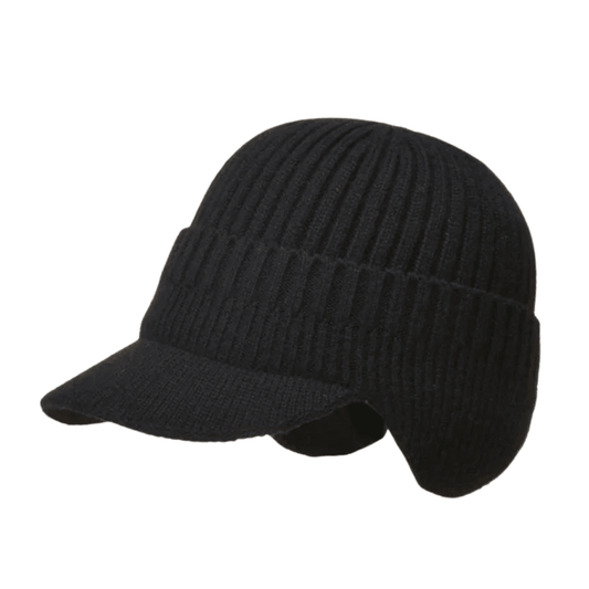 Stickad Mössa med Öronlappar - Öronlappsmössa