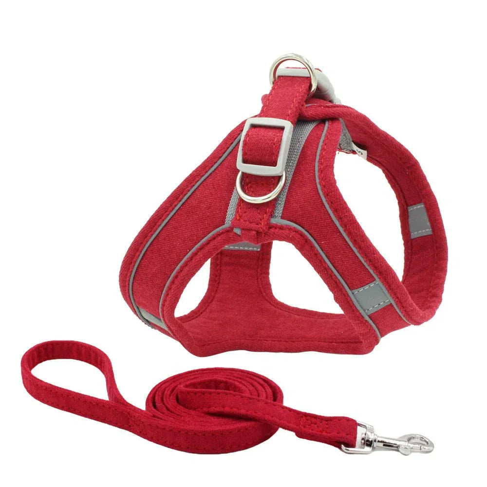 Reflective Breathable Cat Dog Pet Chest Harness & Leash