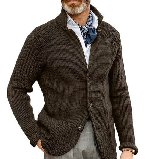 Stand Up Collar Cardigan Men Knitted Sweaters