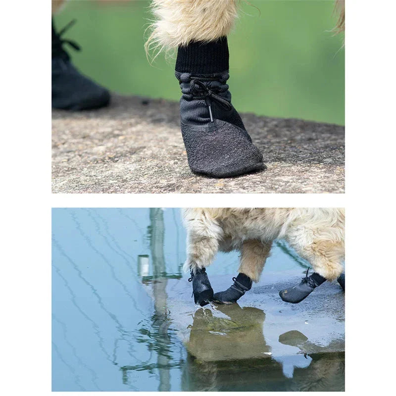Svarta hundskor med snörning och gummisula