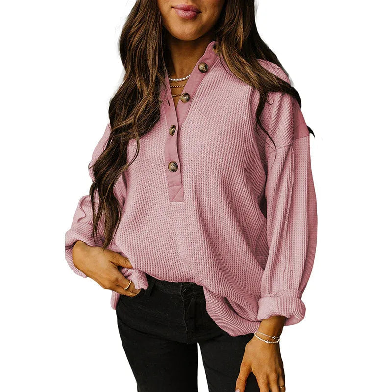 Pullover Round Neck Long Sleeves Shirt Top Women's European And American Loose Fit Sweater