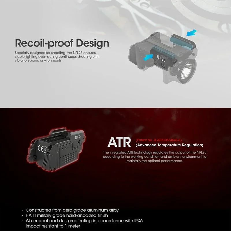 Nitecore NPL25 Ficklampa för Picatinny Vapenfäste – 900 lm