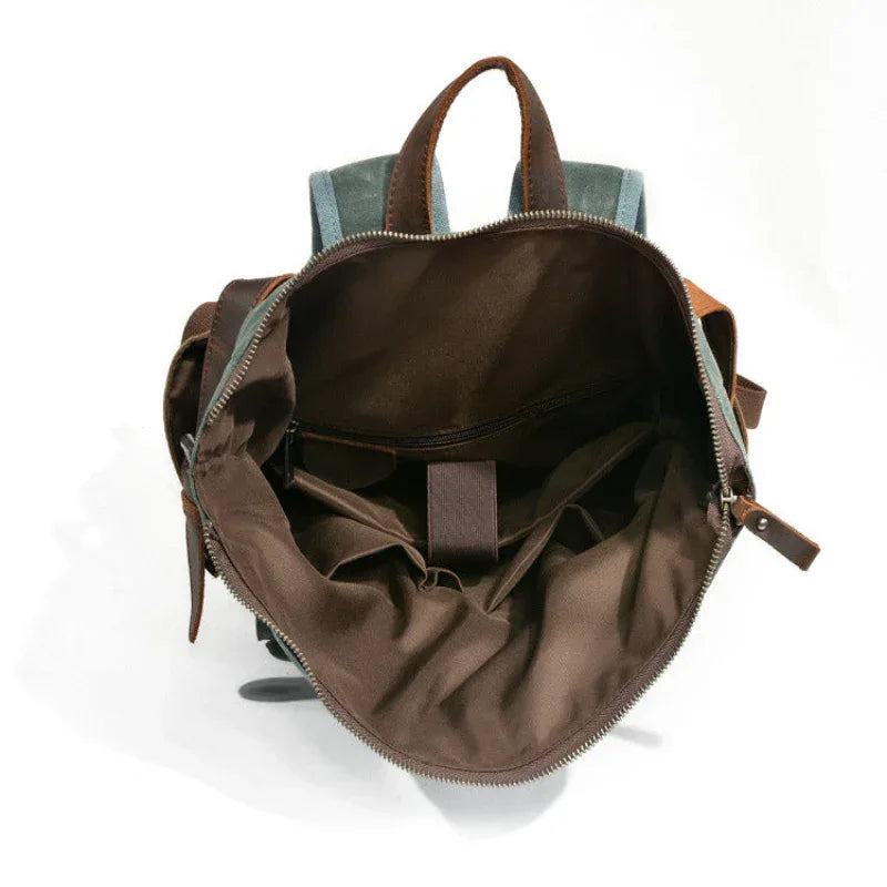 Oil wax Canvas Mountaineering Hiking Camping Bag School Unisex Backpack