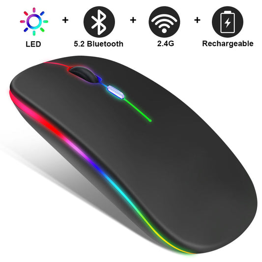 2.4G Wireless Mouse Rechargeable Bluetooth RGB