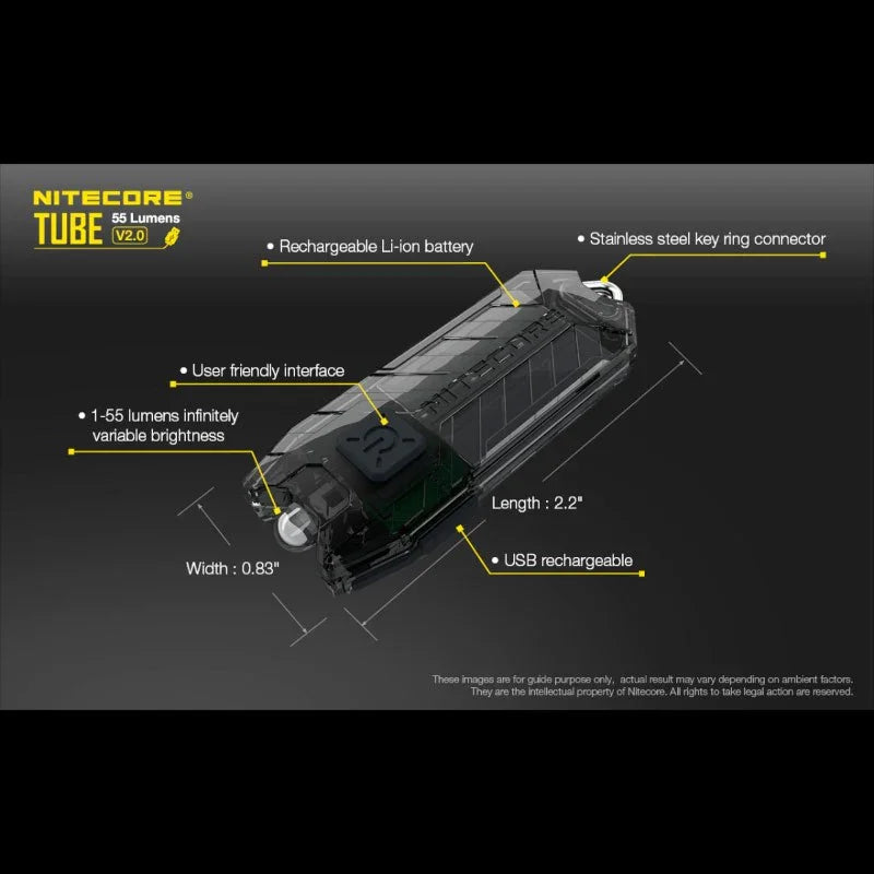 Nitecore TUBE V2.0 Nyckelringslampa - Svart - 55lm