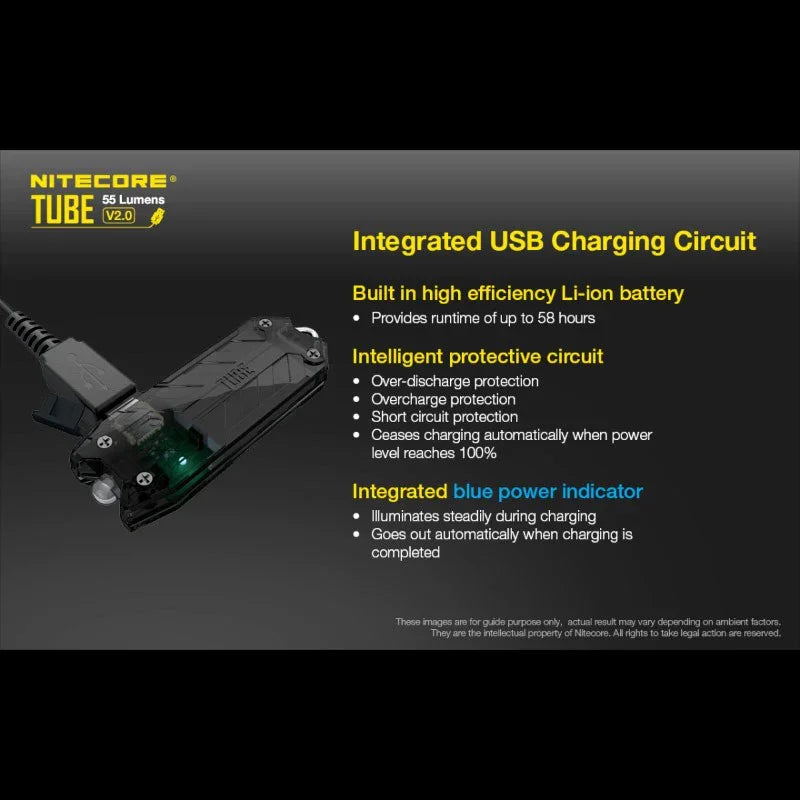 Nitecore TUBE V2.0 Nyckelringslampa - Svart - 55lm