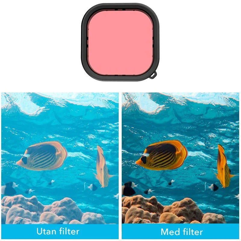 Telesin Färgfilter Röd + Ljusröd + Lila till Hero13/12/11/10/9 Black i vattentätt skal - Paket