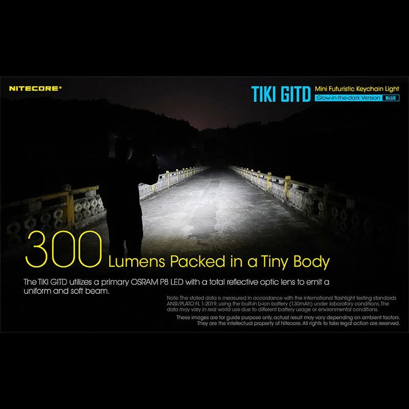 Nitecore TIKI GITD Blue Nyckelringslampa USB-C - 300lm