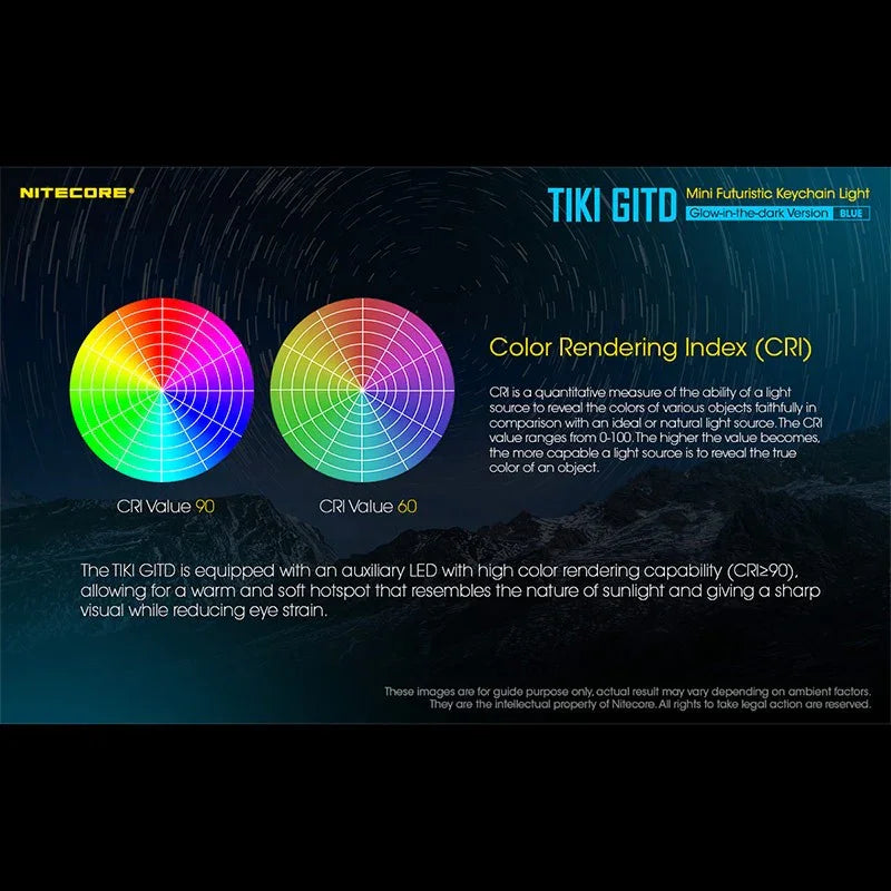 Nitecore TIKI GITD Blue Nyckelringslampa USB-C - 300lm