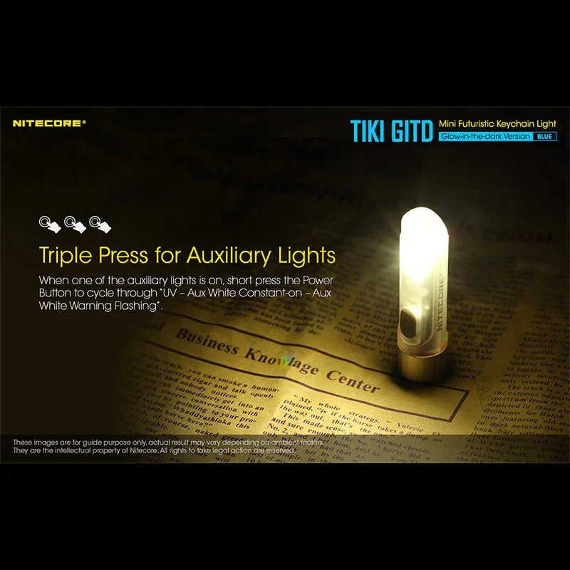 Nitecore TIKI GITD Blue Nyckelringslampa USB-C - 300lm