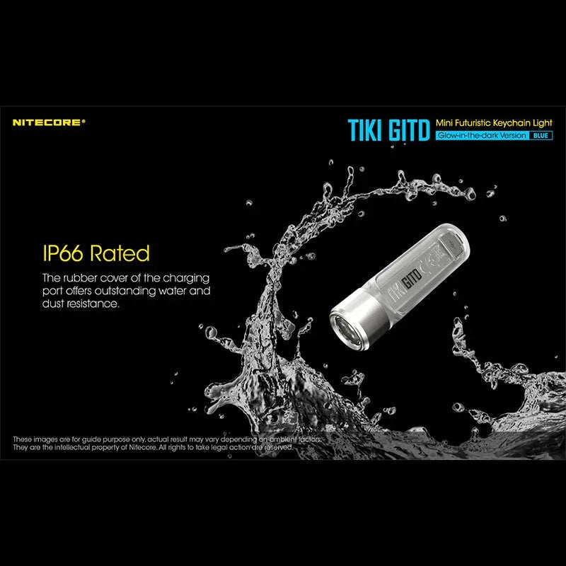 Nitecore TIKI GITD Blue Nyckelringslampa USB-C - 300lm