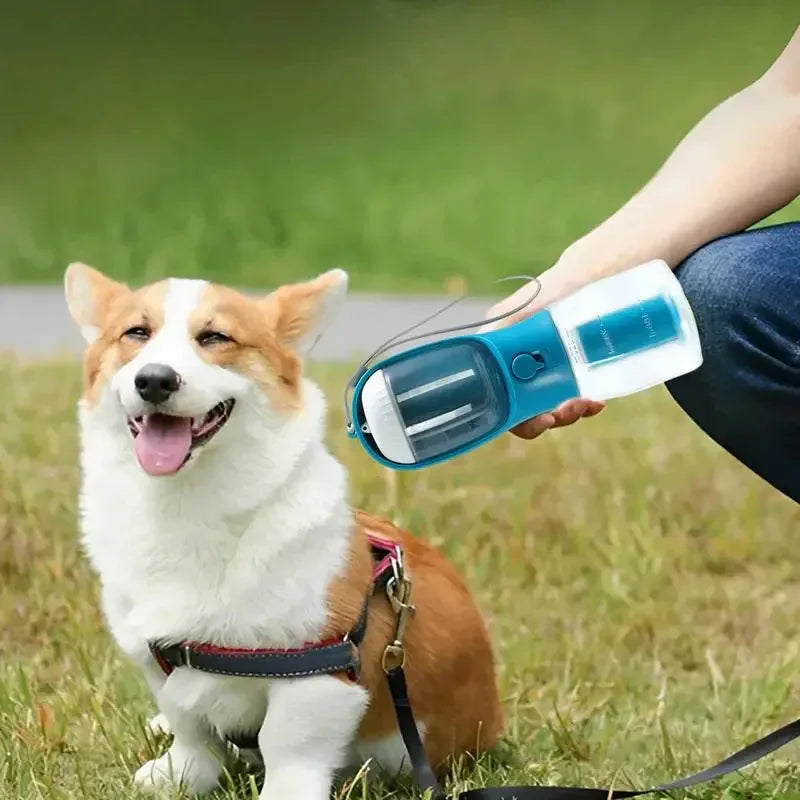 Dog Water Cup Drinking Food Garbage Bags Compartment Three-In-One Portable Small Multi-Functional Pet Water Bottle