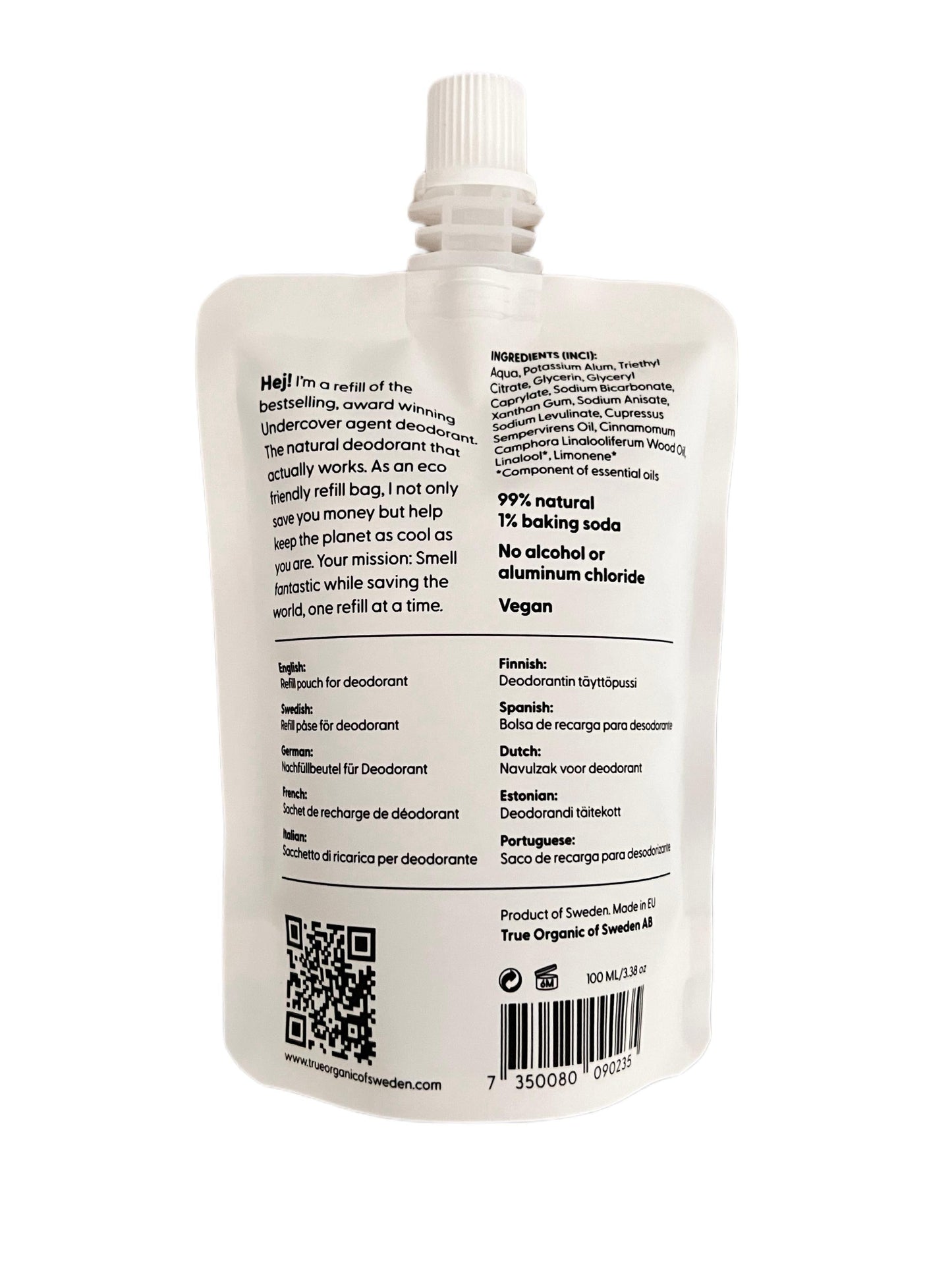 Undercover Agent Natural Deodorant Refill – Original Cypress (1 Pouch)
