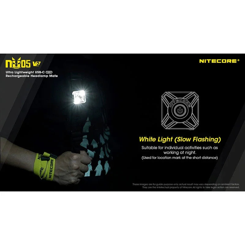 Nitecore NU05 V2 – Ultralätt säkerhetsficklampa med USB-C och 5 ljuslägen (40lm)