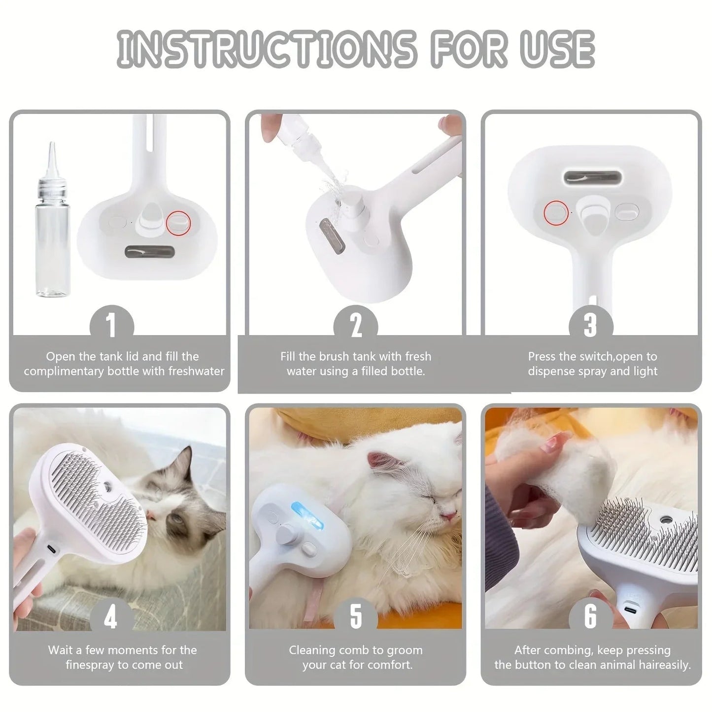 Pet Steam Grooming Comb