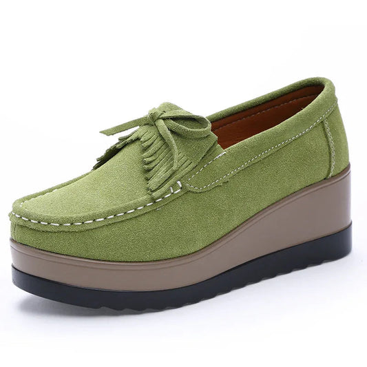 Tassel Bow Design Fashion Thick Bottom Slip On Shoes For Women