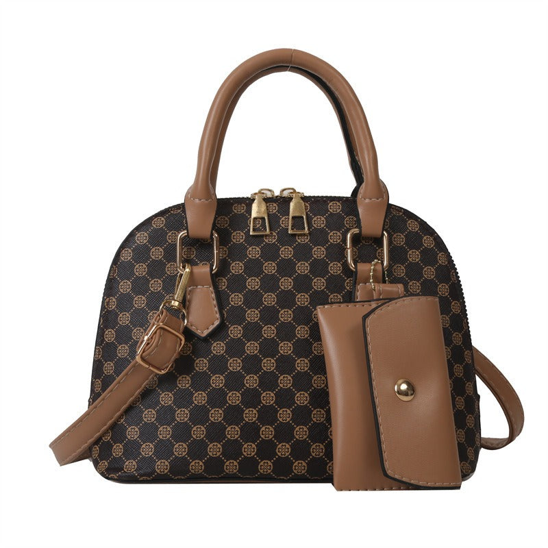 Mönstrad axelväska – Kompakt handväska med mobilficka