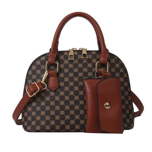 Mönstrad axelväska – Kompakt handväska med mobilficka