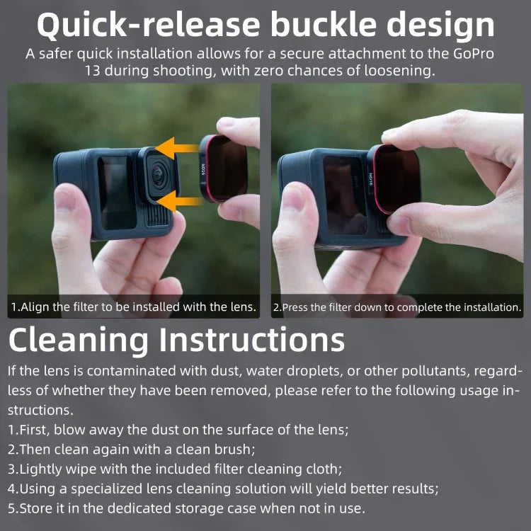 GoPro HERO13 Black STARTRC Quick Release 4-i-1 Filterkit (ND8/ND16/ND32/CPL)