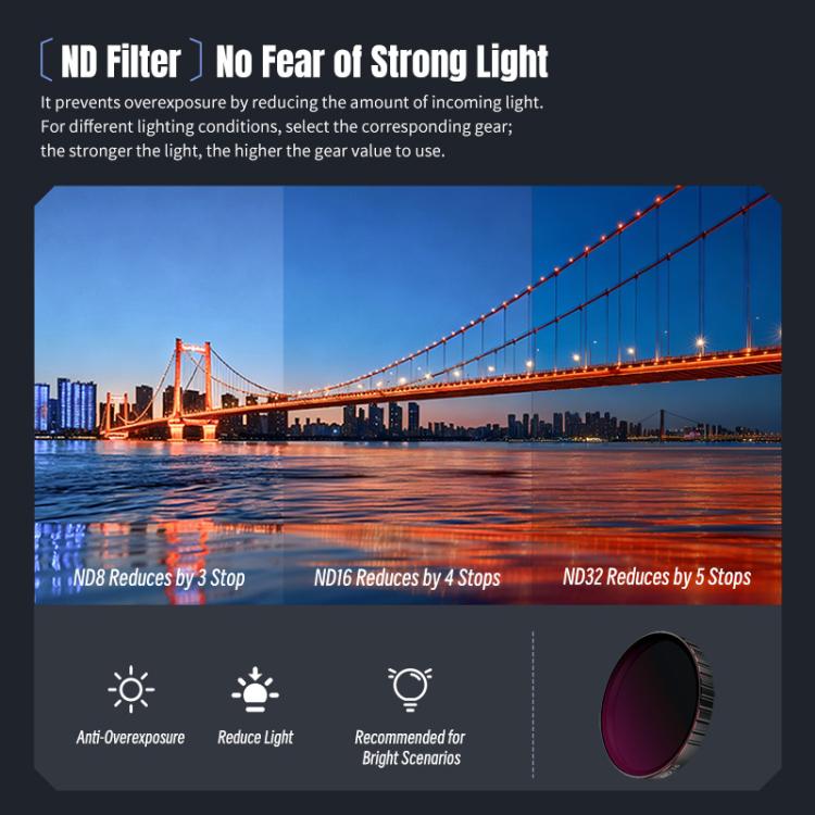 DJI Osmo Action 6 – STARTRC 4-i-1 Filterkit (CPL / ND8 / ND16 / ND32)