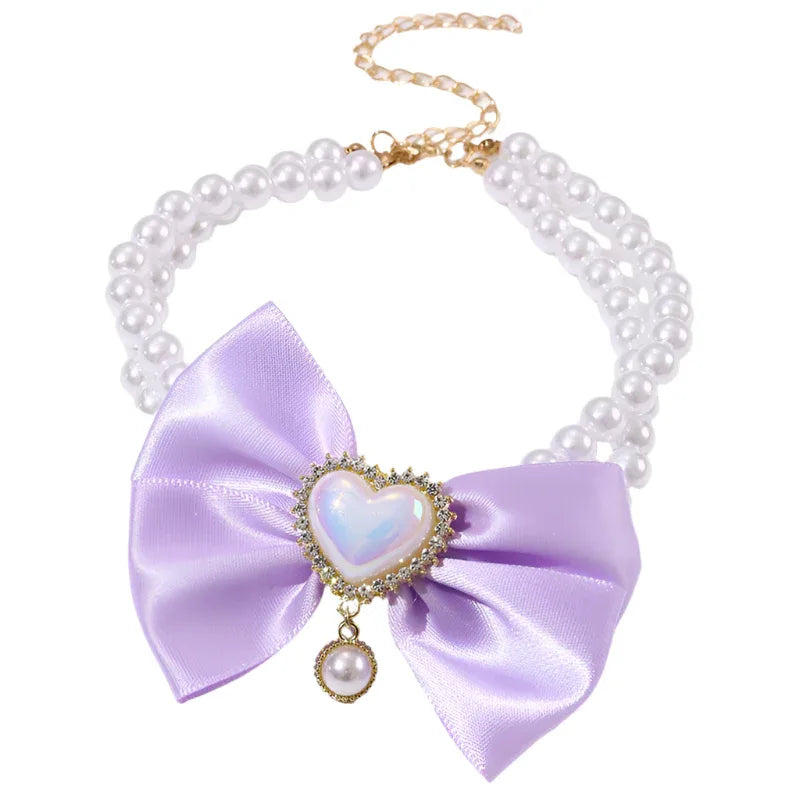 Cute Heart Shape Princess Style Pet Dog Cat Pearl Necklace
