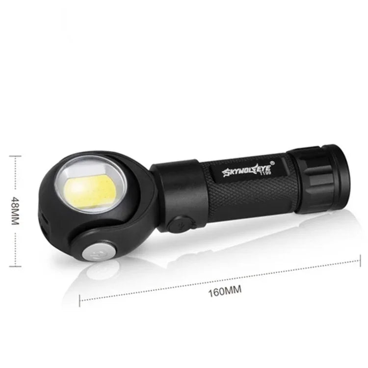 SKYWOLFEYE 360° Roterbar USB-Uppladdningsbar LED Ficklampa med Magnet och COB-arbetsljus