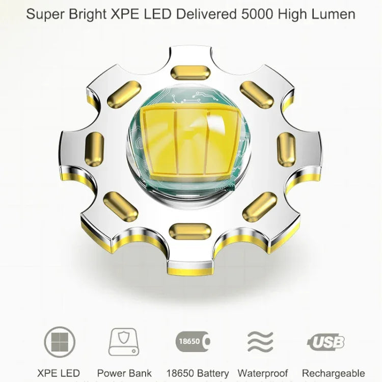 Kraftfull LED-ficklampa med zoom, 1800 mAh batteri och USB-laddning