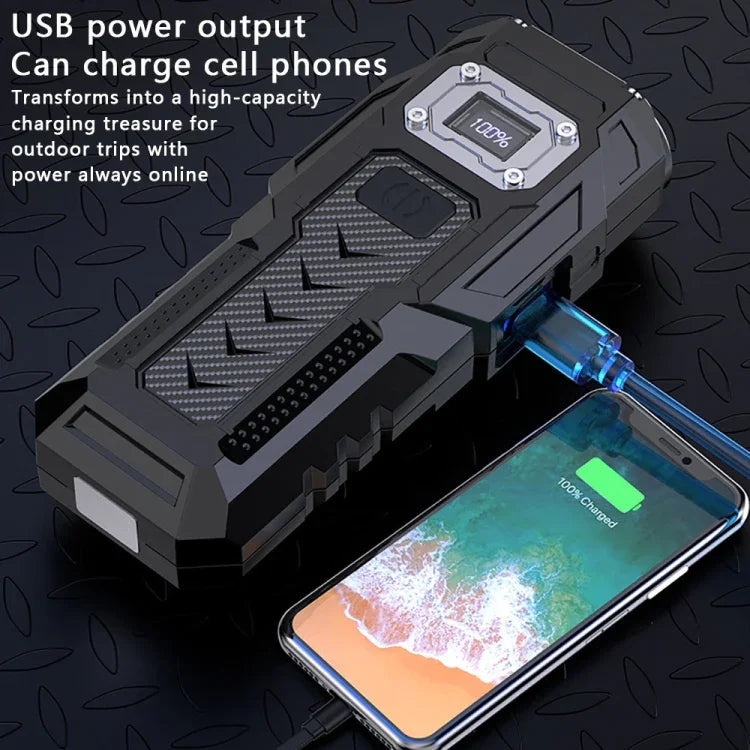 Kraftfull mini nyckellampa med magnet, LCD-display och dubbla ljuslägen