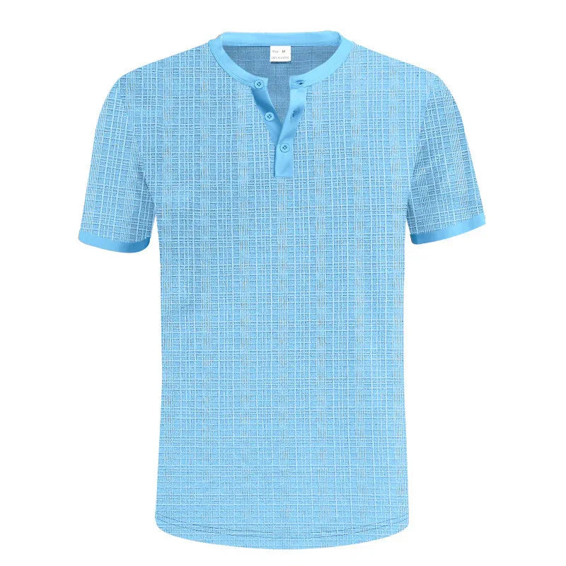 Breathable Men's Casual Buttoned Henley Shirt Top