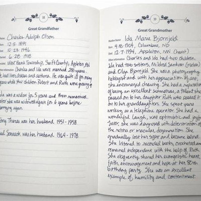 Anteckningsbok för släktträd - Släktträd att fylla i själv