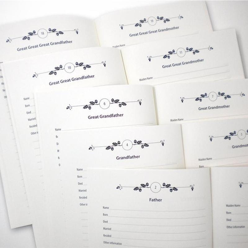 Anteckningsbok för släktträd - Släktträd att fylla i själv