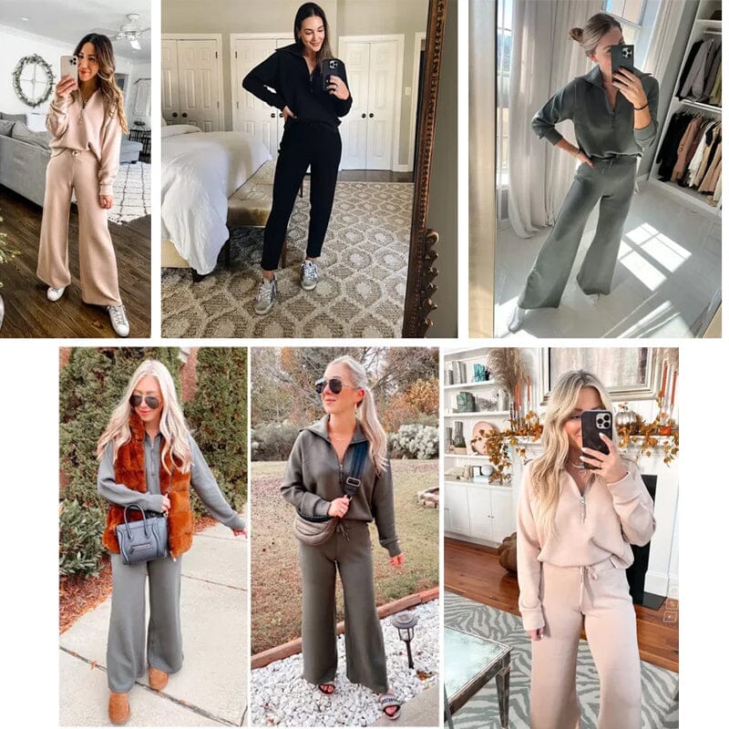 Avslappnade byxor och långärmad topp - Set