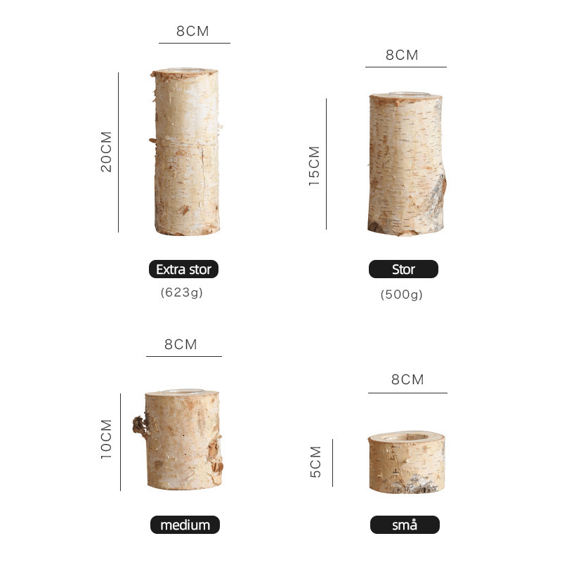 Trästubbe Ljusstake – Rustik Dekoration i Björk med Ljusglas