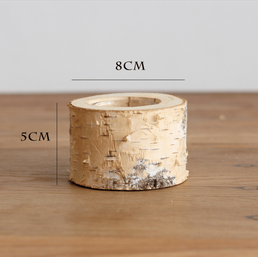 Trästubbe Ljusstake – Rustik Dekoration i Björk med Ljusglas