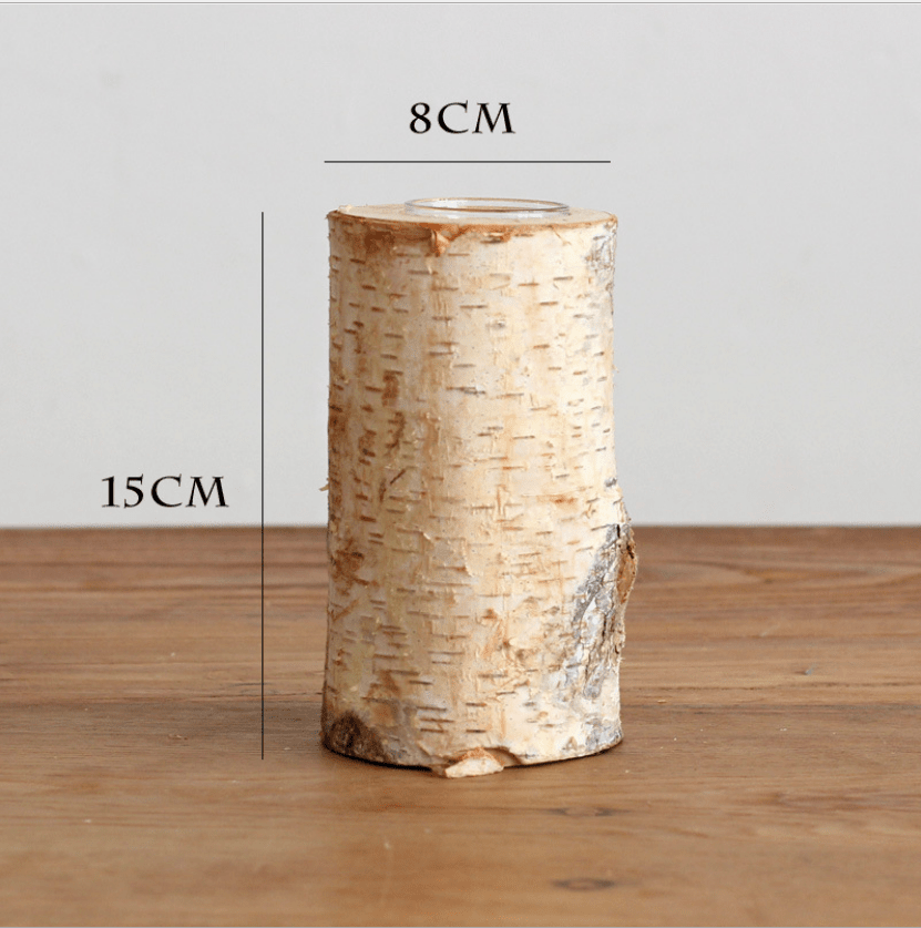 Trästubbe Ljusstake – Rustik Dekoration i Björk med Ljusglas
