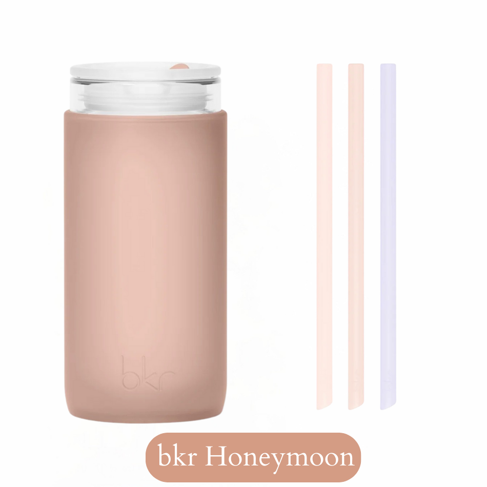 bkr glasflaska med sugrör - Honeymoon