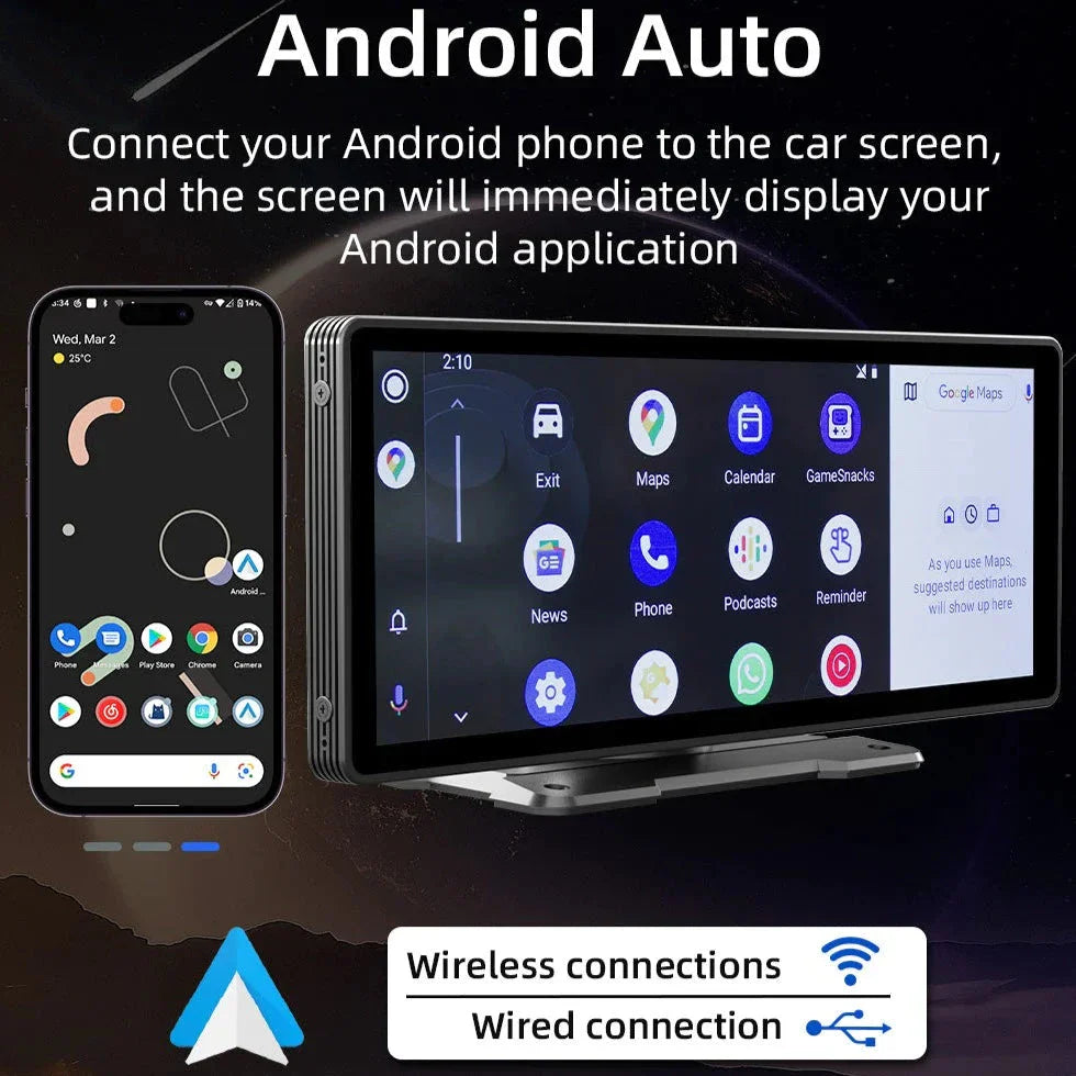 CarScreen 10.26" – Trådlös CarPlay/Android Auto + Gratis Backkamera