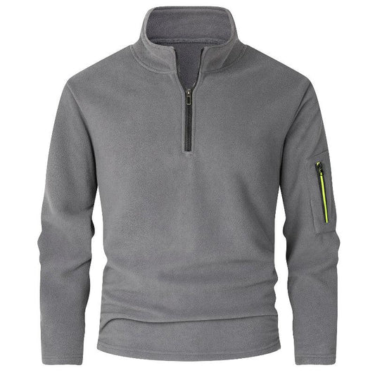 Casual Slim Fit Stand Collar Double-Sided Fleece Sweater For Men