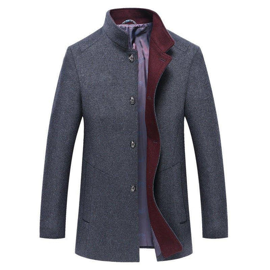 Comfortable Woolen Mid-Length Single-Breasted Winter Trench Coat