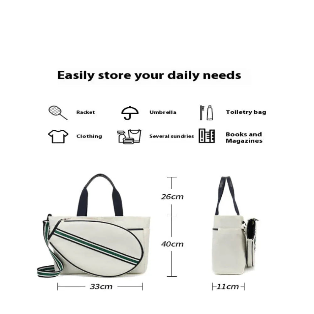 Canvas Striped Fashion Unisex Sports Beach Portable Crossbody Tennis Racket Bag
